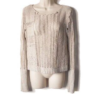 Free People Cotton Linen Crochet Box Sweater S Pastel Confetti